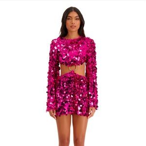 pink sequin dress